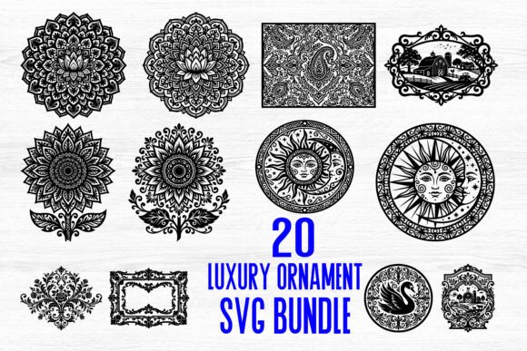 20 Luxury Ornament SVG Bundle for Graphics and Crafts