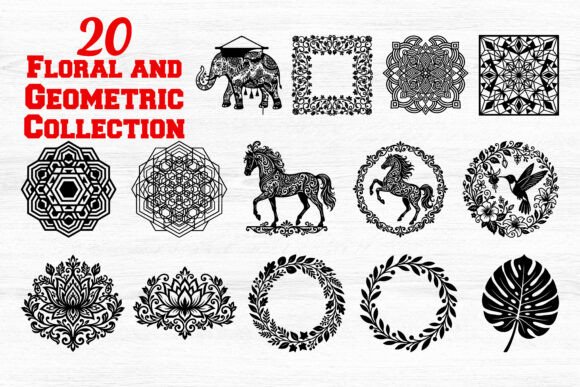 Floral and Geometric Graphics for Crafts