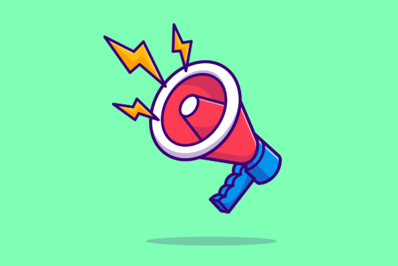 Megaphone Floating Cartoon Illustration