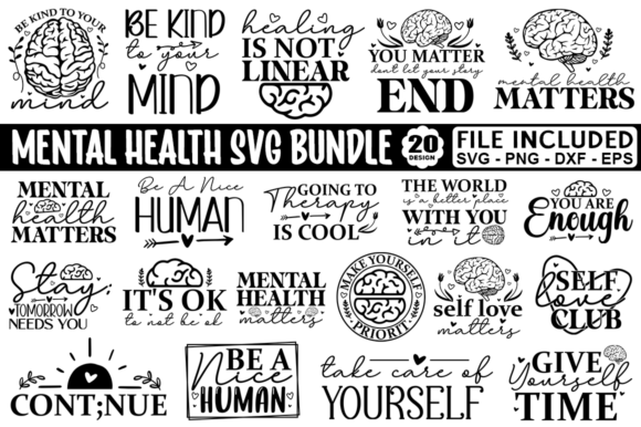 Mental Health Graphics for Crafts and Branding