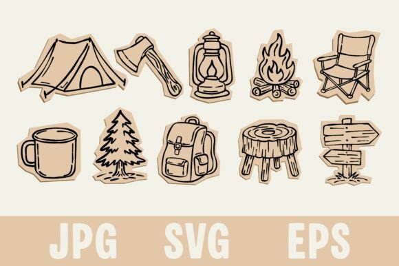 Rustic Camping Scrapbook Element Design