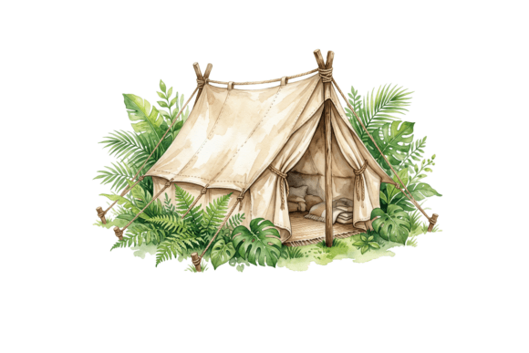 Safari Tent Camp Graphics for Crafts