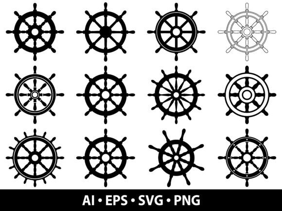 Ship Wheel Vector Bundle Graphics