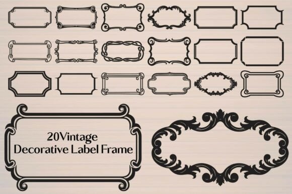 Vintage Decorative Label Frame Graphics for Crafts